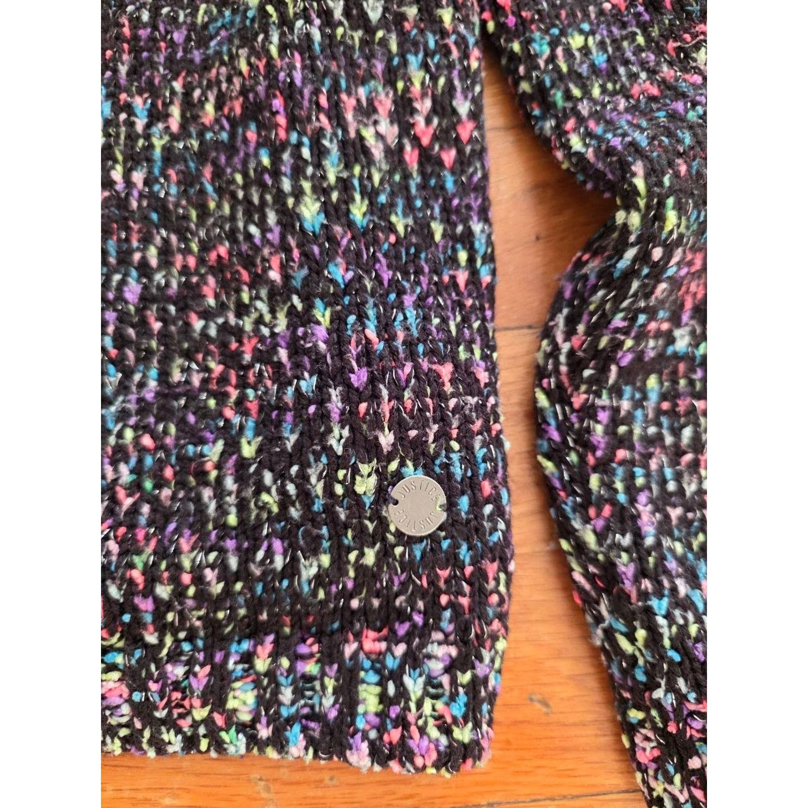 Justin Justice Marled Crewneck Sweater Black Rainbow Large A001148 Size XL / US 12-14 / IT 48-50 - 3 Thumbnail