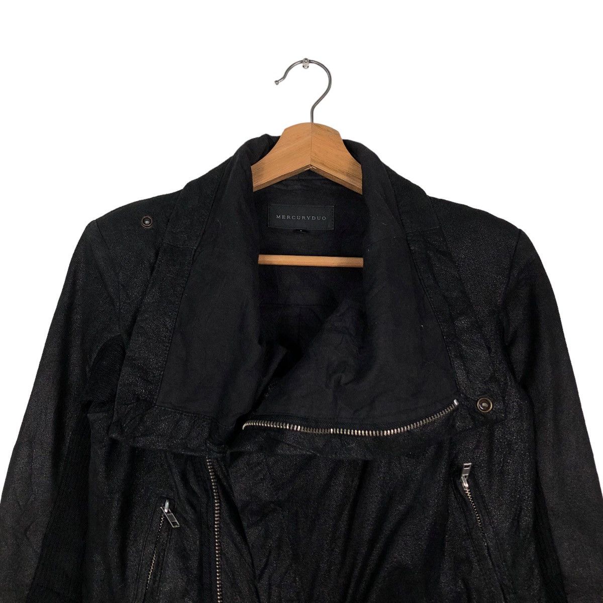 Japanese Brand 🔥Cropped Biker Jacket Bondage Mercuryduo Double Collar Size S / US 4 / IT 40 - 3 Thumbnail