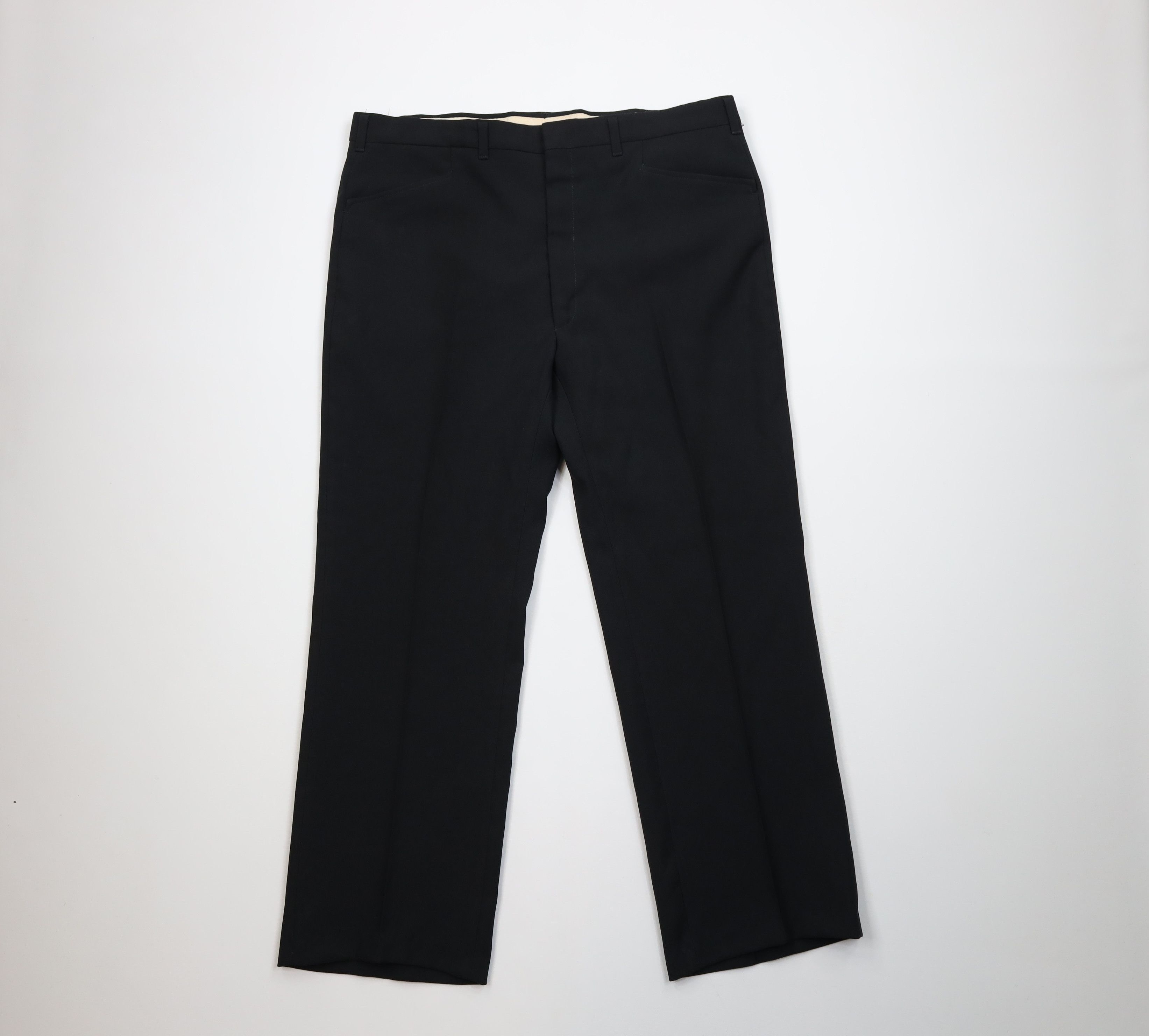 Vintage Vintage 70s Streetwear Flared Wide Leg Chino Pants Black USA Size US 38 / EU 54 - 1 Thumbnail