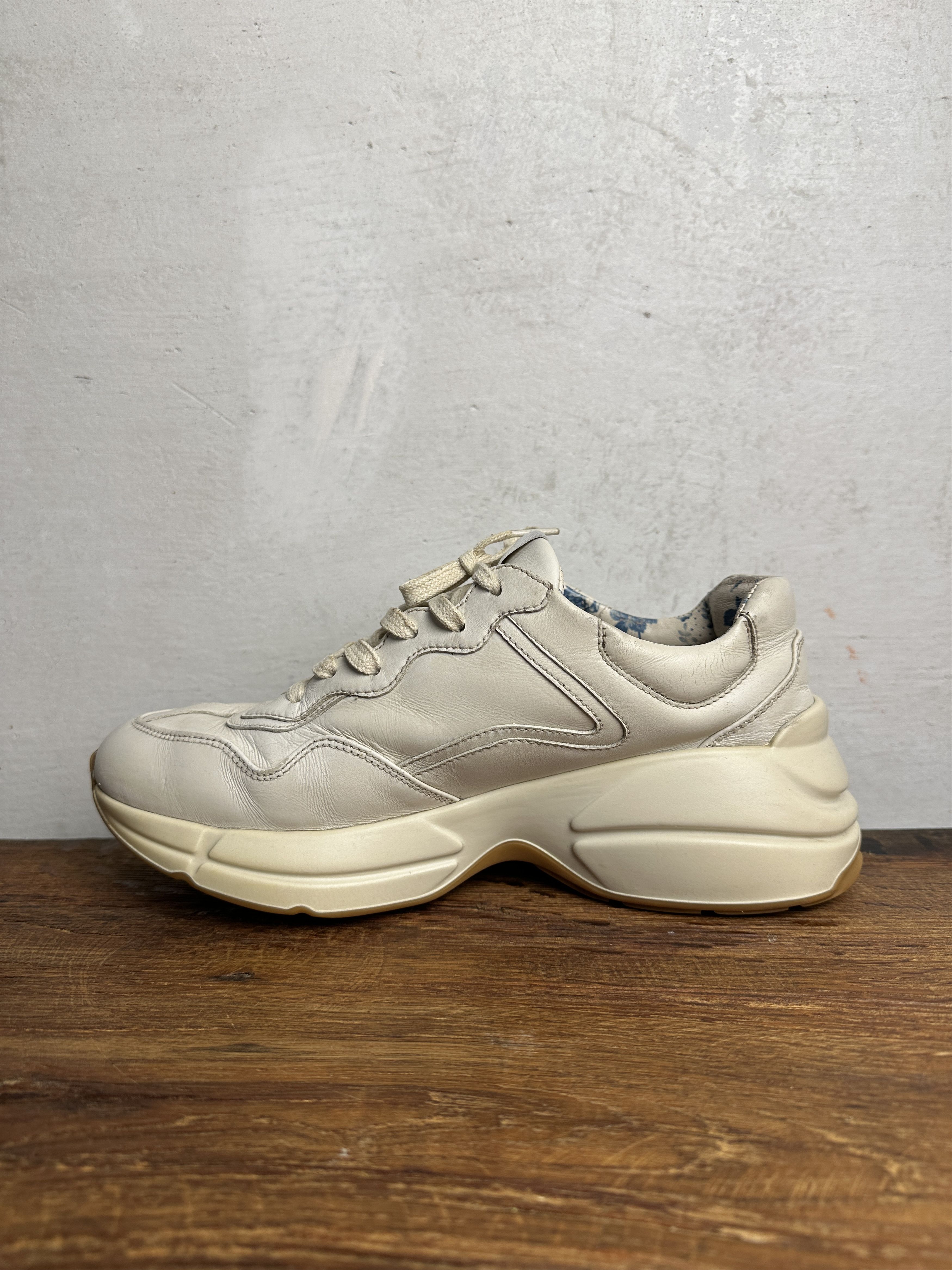 Gucci Gucci Beige Leather Glitter Rhyton Lace Up Sneakers Size US 8 / IT 38 - 4 Thumbnail