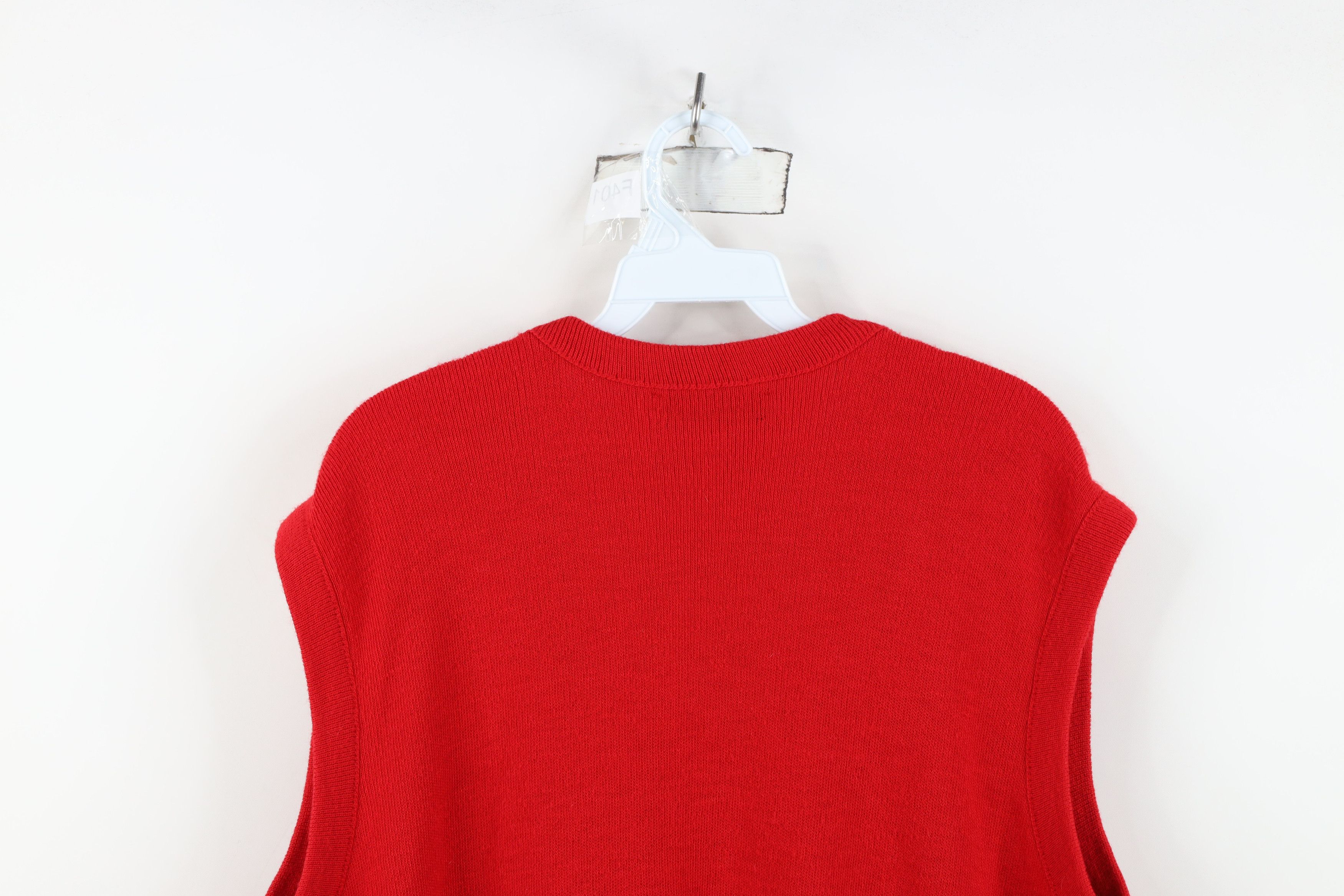 Vintage Vintage 90s Streetwear Soft Knit V-Neck Sweater Vest Red USA Size US L / EU 52-54 / 3 - 7 Thumbnail