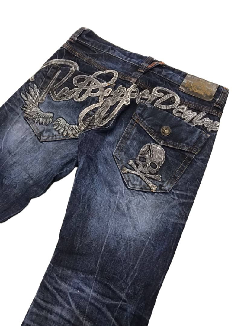 Japanese Brand 🔥🔥BEST OFFER🔥🔥RED PEPPER DENIM Skull Embroidery Jeans Size US 33 - 1 Thumbnail