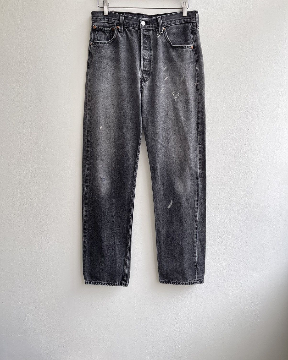 Image of Vintage Levis 501 Faded Charcoal Jeans in Charcoal Black, Men's (Size 34)