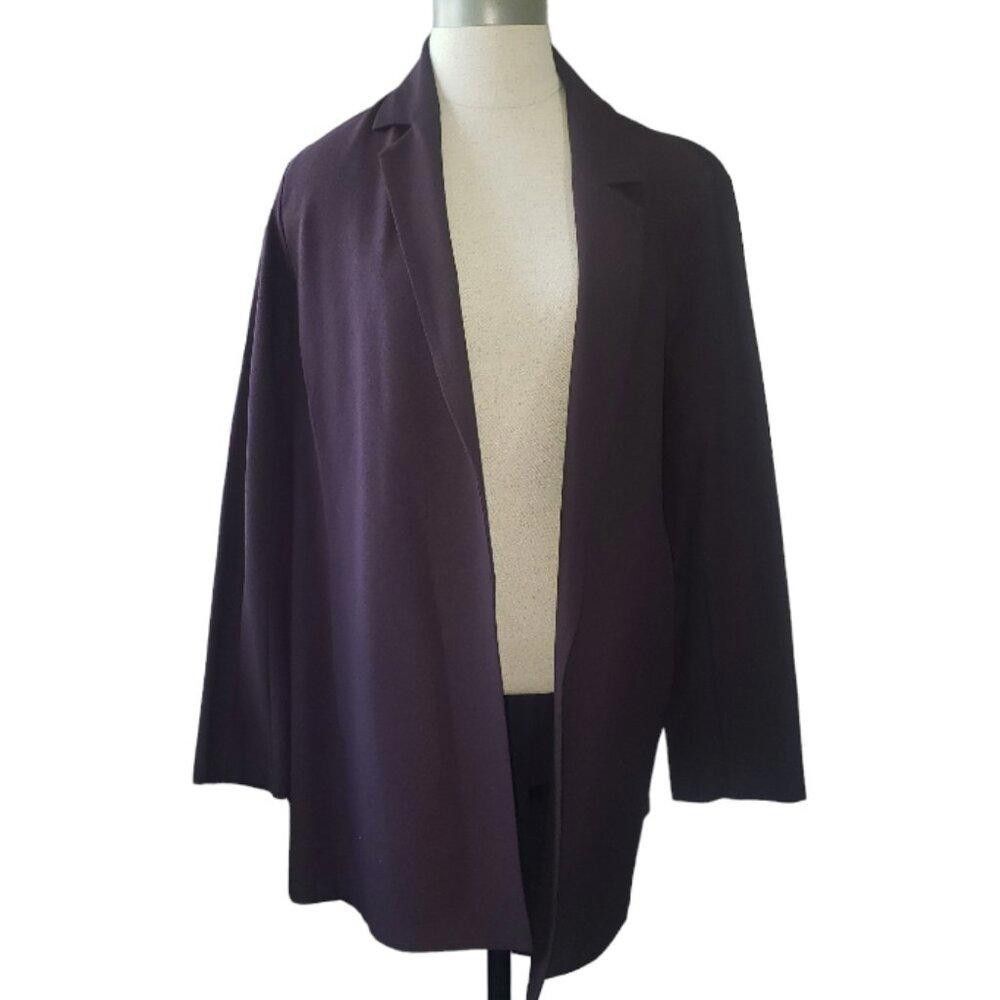 Eileen Fisher CT1614 Eileen Fisher Deep Plum Open Jacket M Size M / US 6-8 / IT 42-44 - 1 Thumbnail