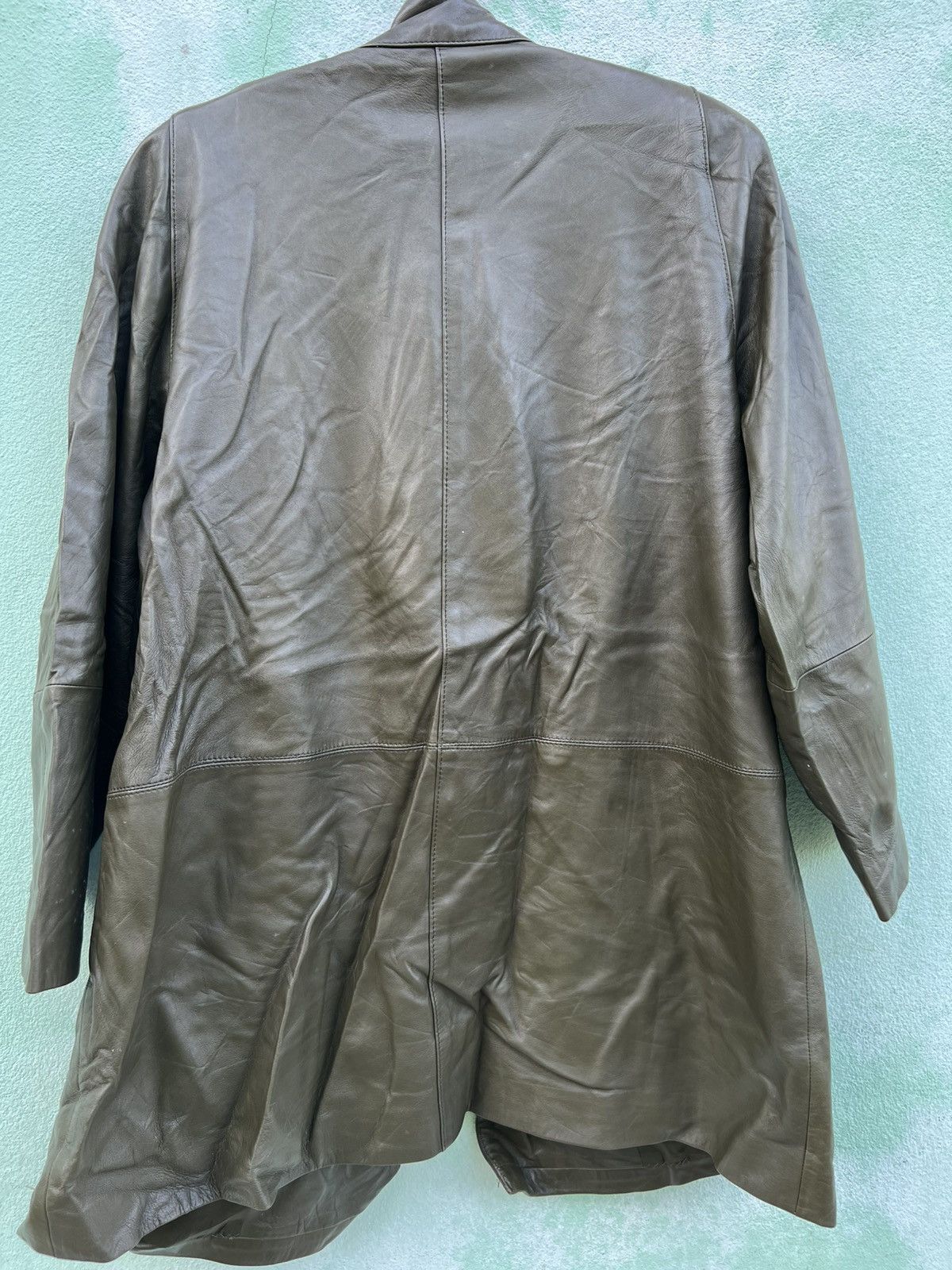 Japanese Brand Vintage Marie Claire Paris Pleated Leather Jacket OliveGreen Size US L / EU 52-54 / 3 - 20 Thumbnail