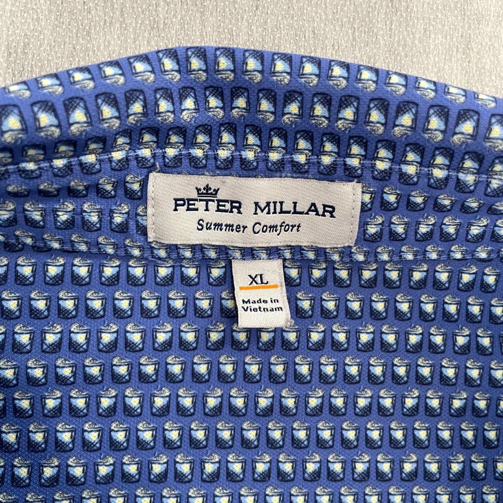 Peter Millar Peter Millar Adult XL Blue Polo All Over Palma Ceia Golf Club Logo Mens Size US XL / EU 56 / 4 - 5 Thumbnail