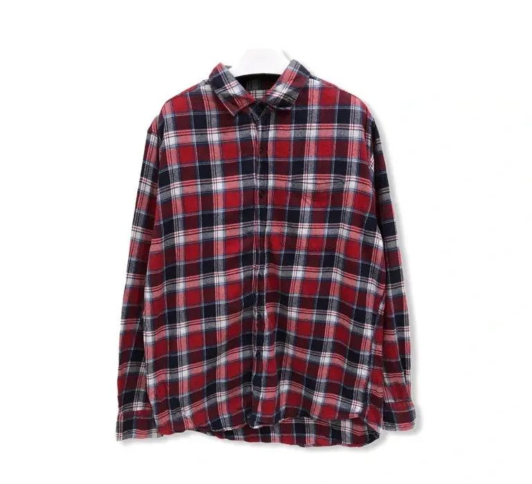 Japanese Brand japanese brand Navy Plaid Tartan Flannel Shirt 👕 Size US M / EU 48-50 / 2 - 1 Thumbnail