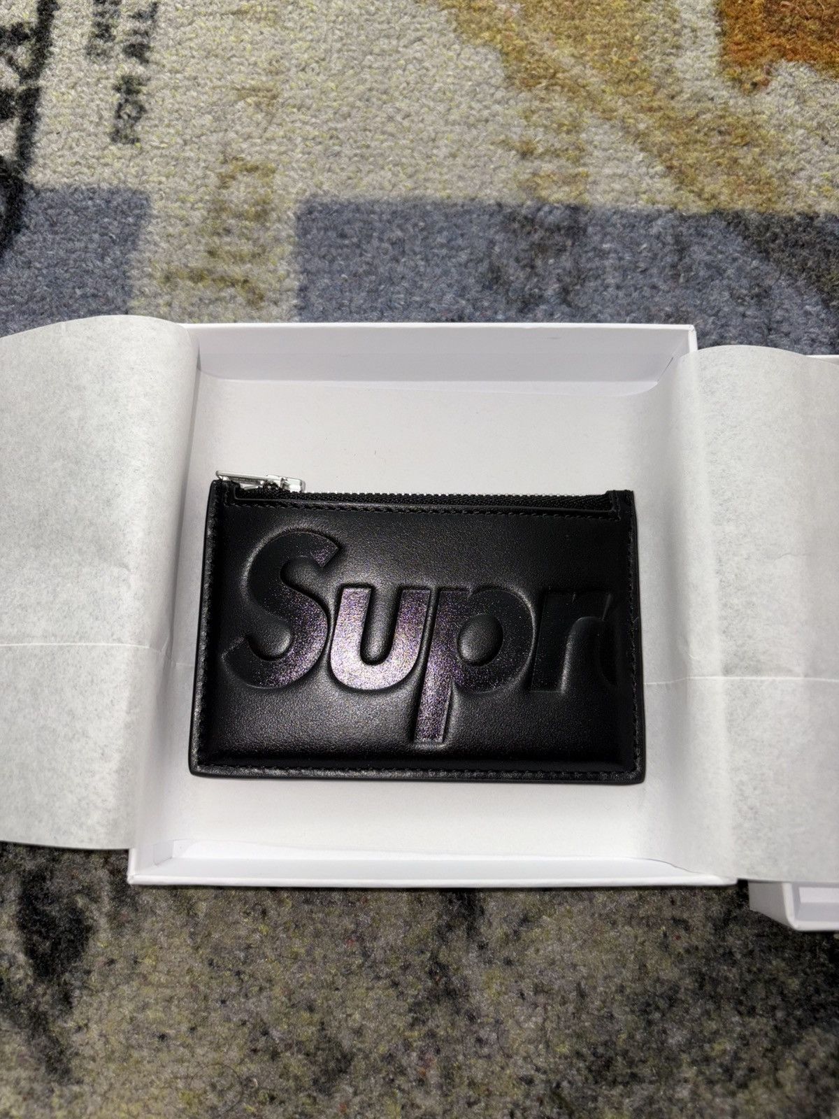Supreme Supreme Leather Zip Card Holder (FW25) Black | Grailed