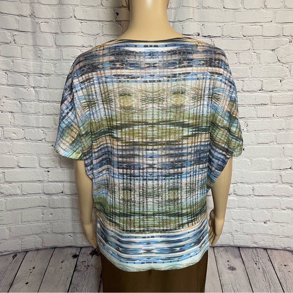Chicos Chico's Blue Green Lightweight Dolman Sleeve Knit Top Size Size L / US 10 / IT 46 - 4 Thumbnail