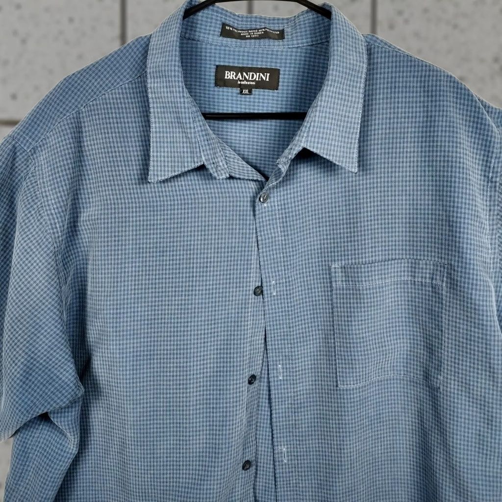 Vintage VINTAGE? No — Brandini Le Collezioni Men’s Casual Button-Down Shirt XXL Blue Gingham Rayon Shirt Men 2XL Blue Gingham Casual Button-Up Shirt Size US XXL / EU 58 / 5 - 1 Thumbnail
