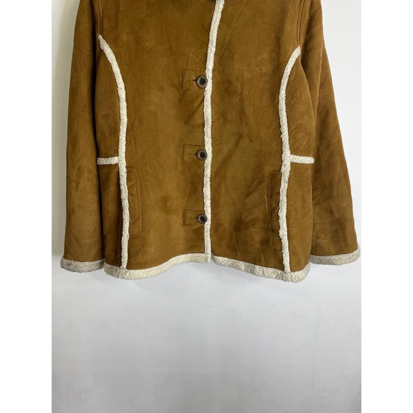 Other × Vintage Vintage Faux Shearling Brown Suede Jacket XL Sherpa Coat Size XL / US 12-14 / IT 48-50 - 2 Thumbnail