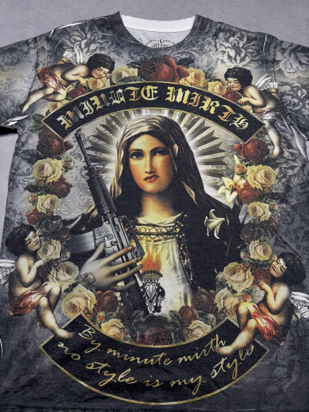 Japanese Brand Minute Mirth Street Gang Virgin Gun All Over Print Art Tee L Size US L / EU 52-54 / 3 - 6 Thumbnail