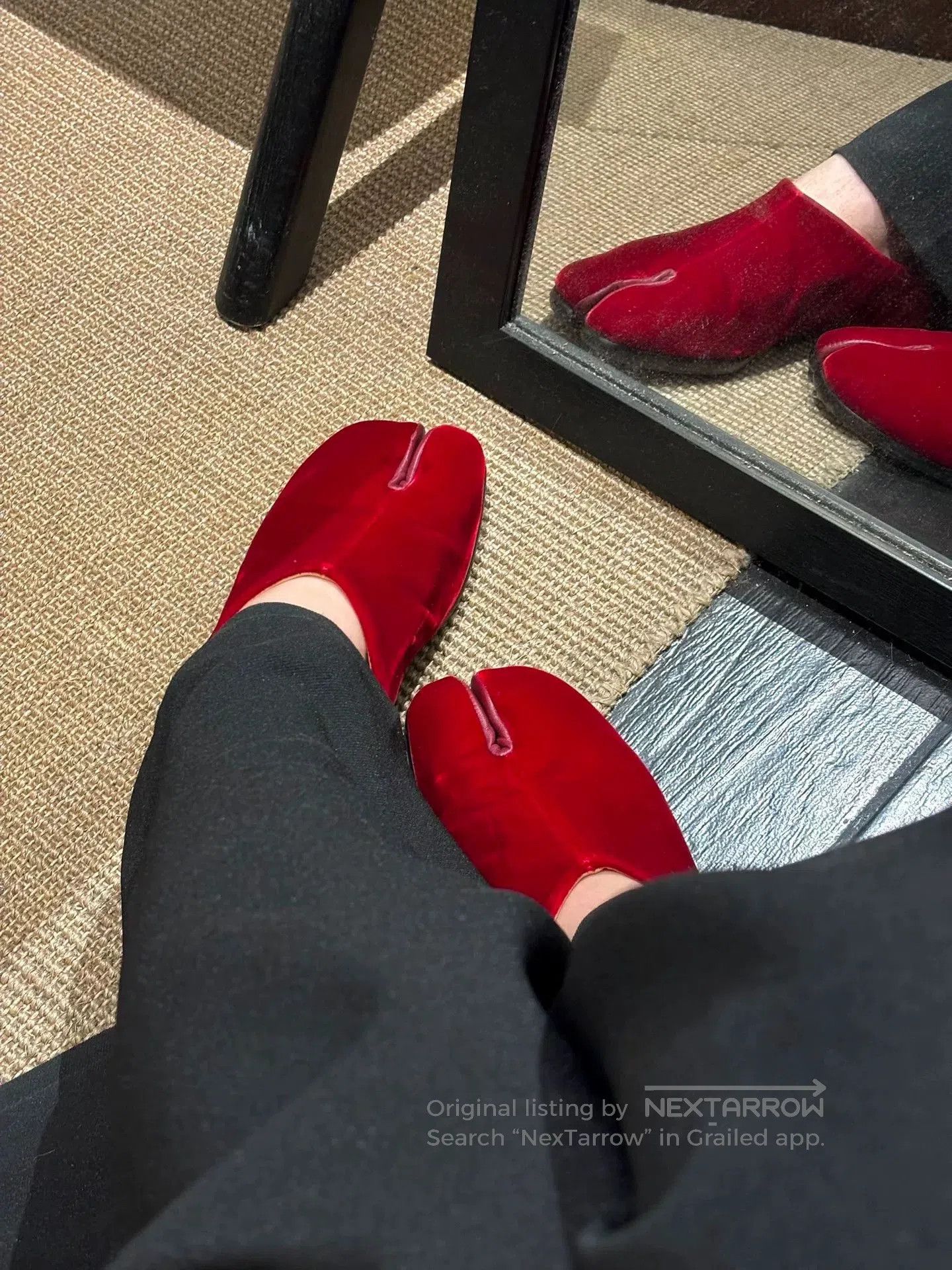 Maison Margiela Maison Margiela Red Velvet Tabi Shoes. Size US 7 / IT 37 - 1 Thumbnail