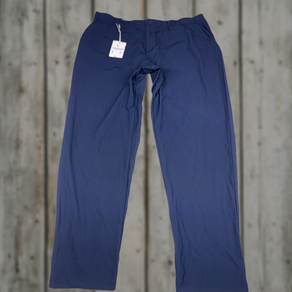 Vintage U Suck At Golf USAG Pants Mens 40x32 Navy Athletic Chino Modern Flat Front Elastic Waist Slash Pocket Size US 40 / EU 56 - 1 Thumbnail