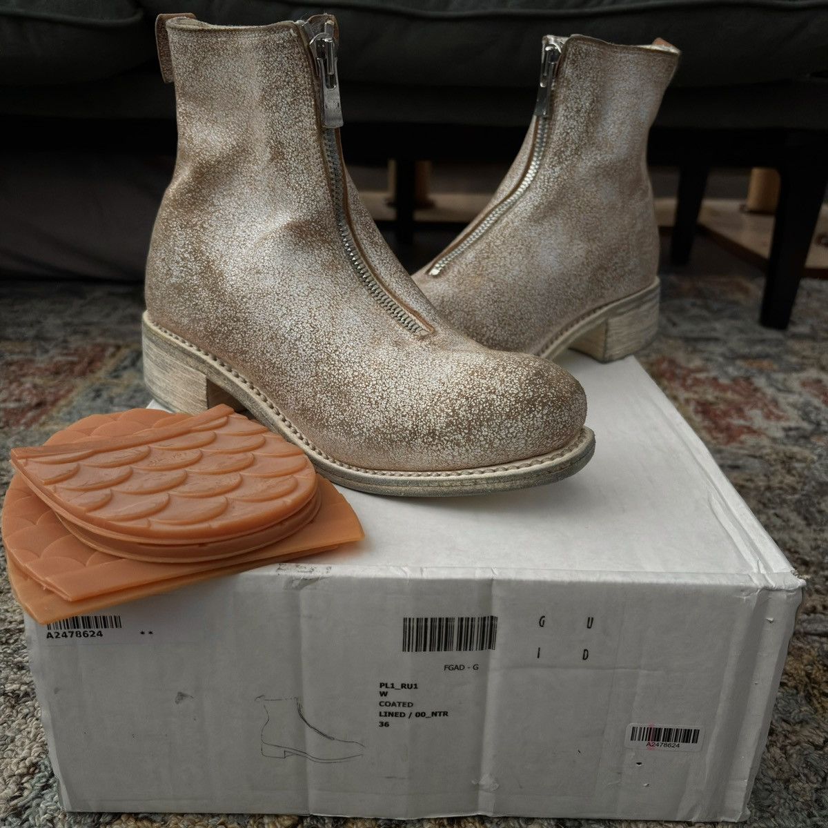 Guidi PL1_RU1 coated front zip ankle boot PL2 horse leather 36 Size US 6 / IT 36 - 1 Thumbnail