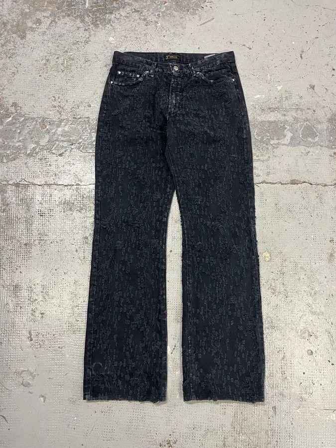 Versace SS2005 Versace Black Distressed Effect Denim Jeans Size US 30 / EU 46 - 5 Thumbnail