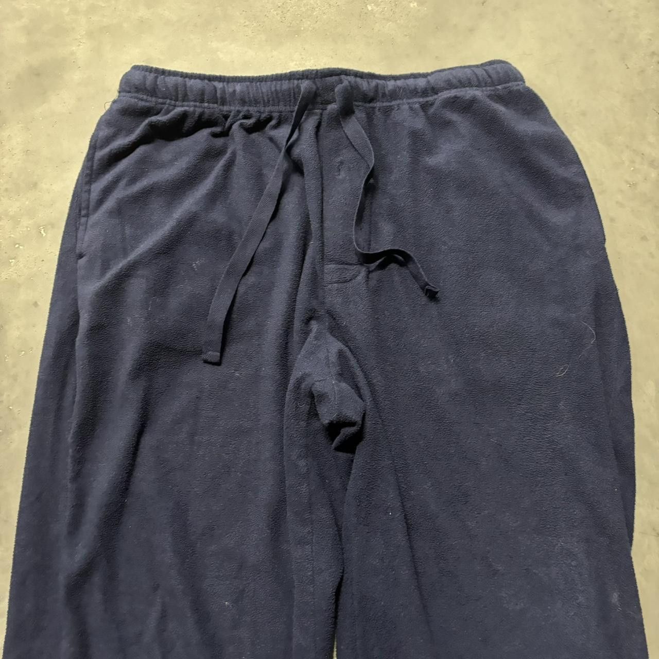 Japanese Brand × Vintage Crazy Vintage Y2K/2000s Baggy Navy Blue Fleece Comfy Skater Essential Sweatpants! Size US 34 / EU 50 - 4 Thumbnail