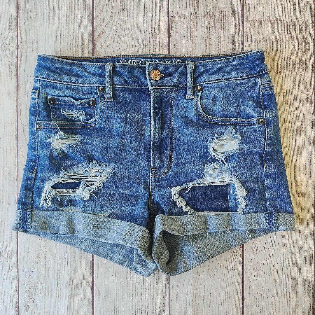 American Eagle Outfitters Super Hi-Rise Shortie cuffed denim shorts 4 Size 27" / US 4 / IT 40 - 1 Thumbnail