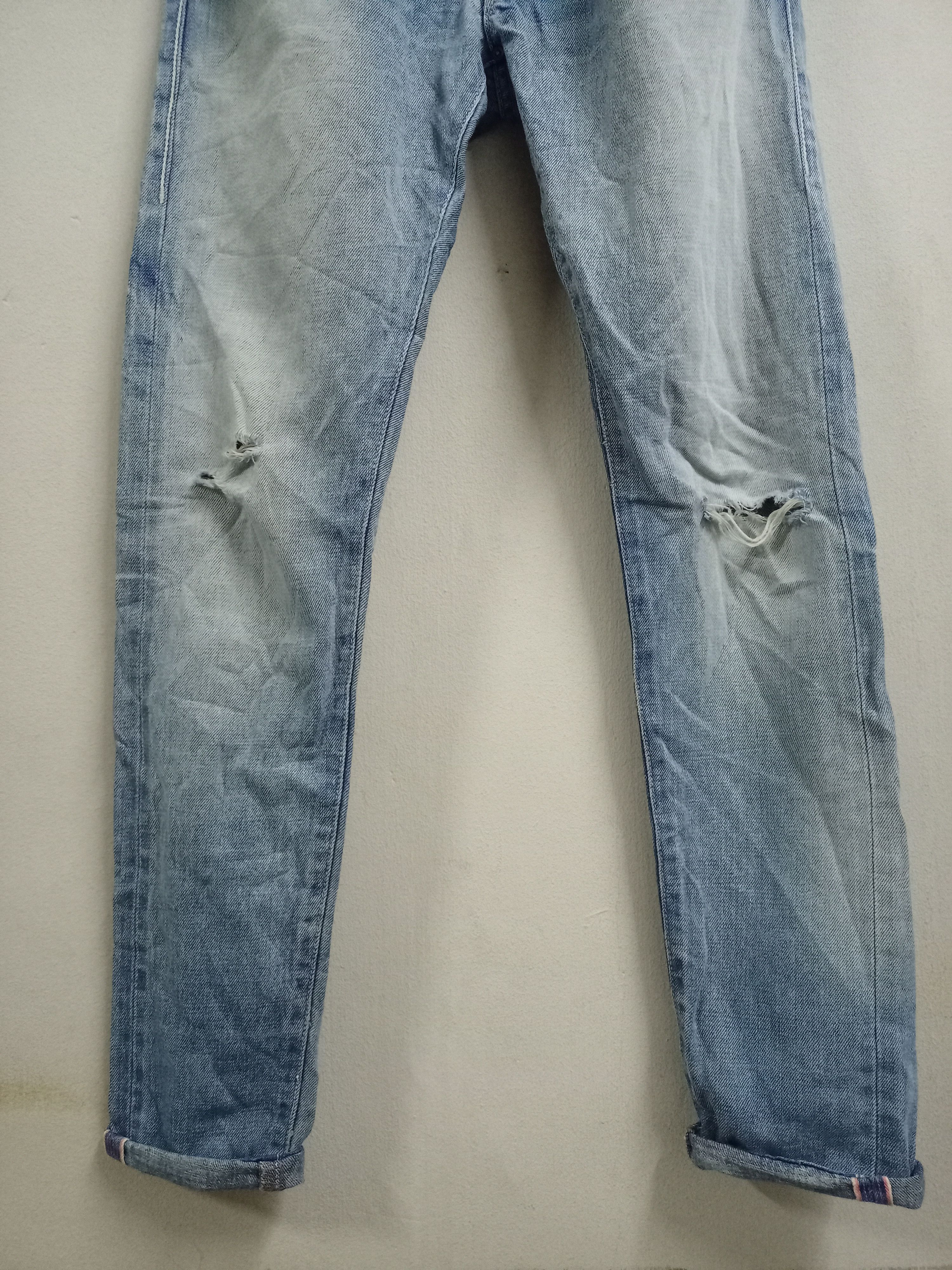 Designer × Japanese Brand × mina perhonen Vintage Japan Mina Perhonen Blue Wash Distress Selvedge Jean Size US 28 / EU 44 - 7 Thumbnail