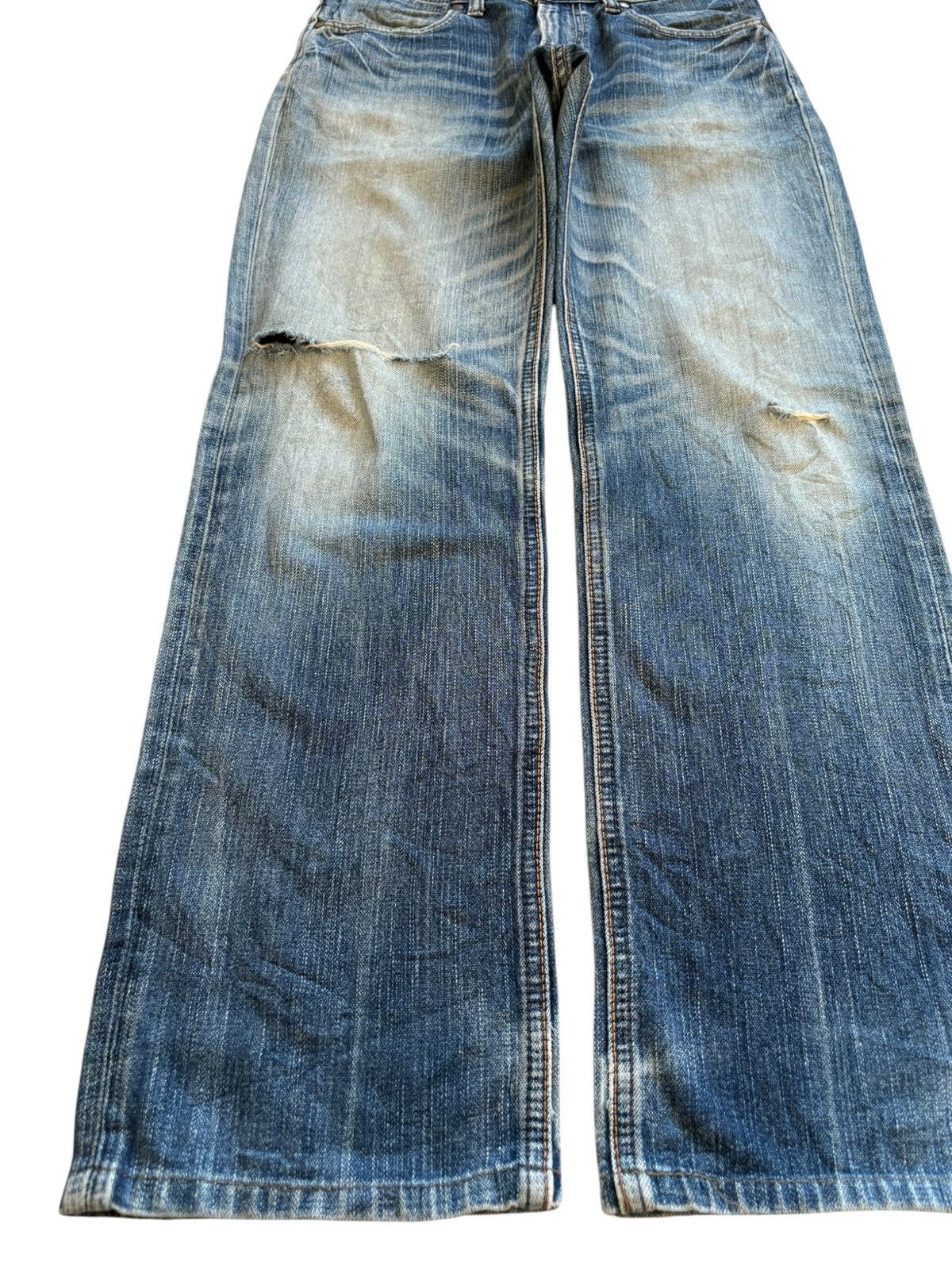 Wrangler Vintage Wrangler Mud Wash Distressed Ripped Loose Jeans Size US 30 / EU 46 - 6 Thumbnail