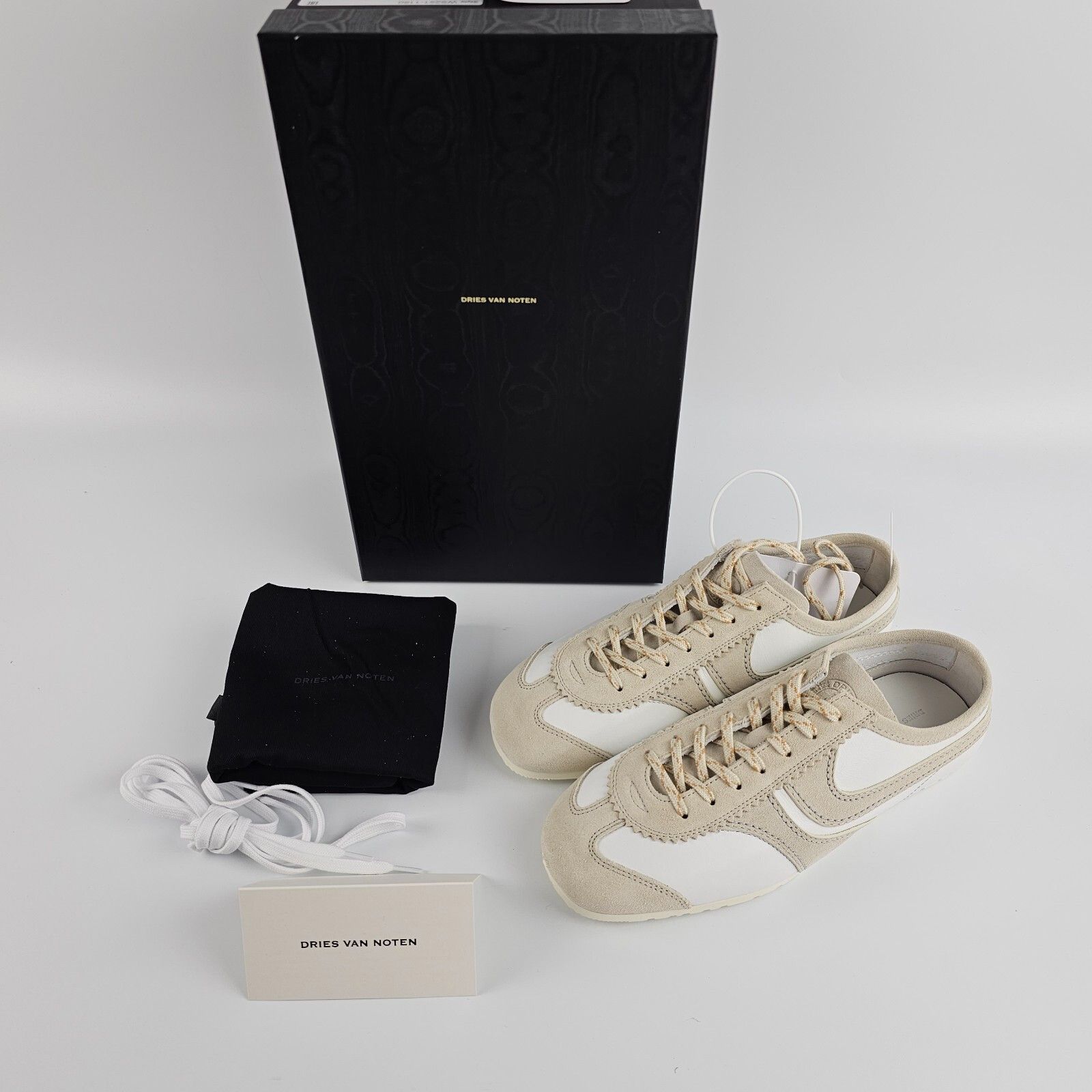 DRIES VAN NOTEN Women's Beige/White Leather Sneakers New And