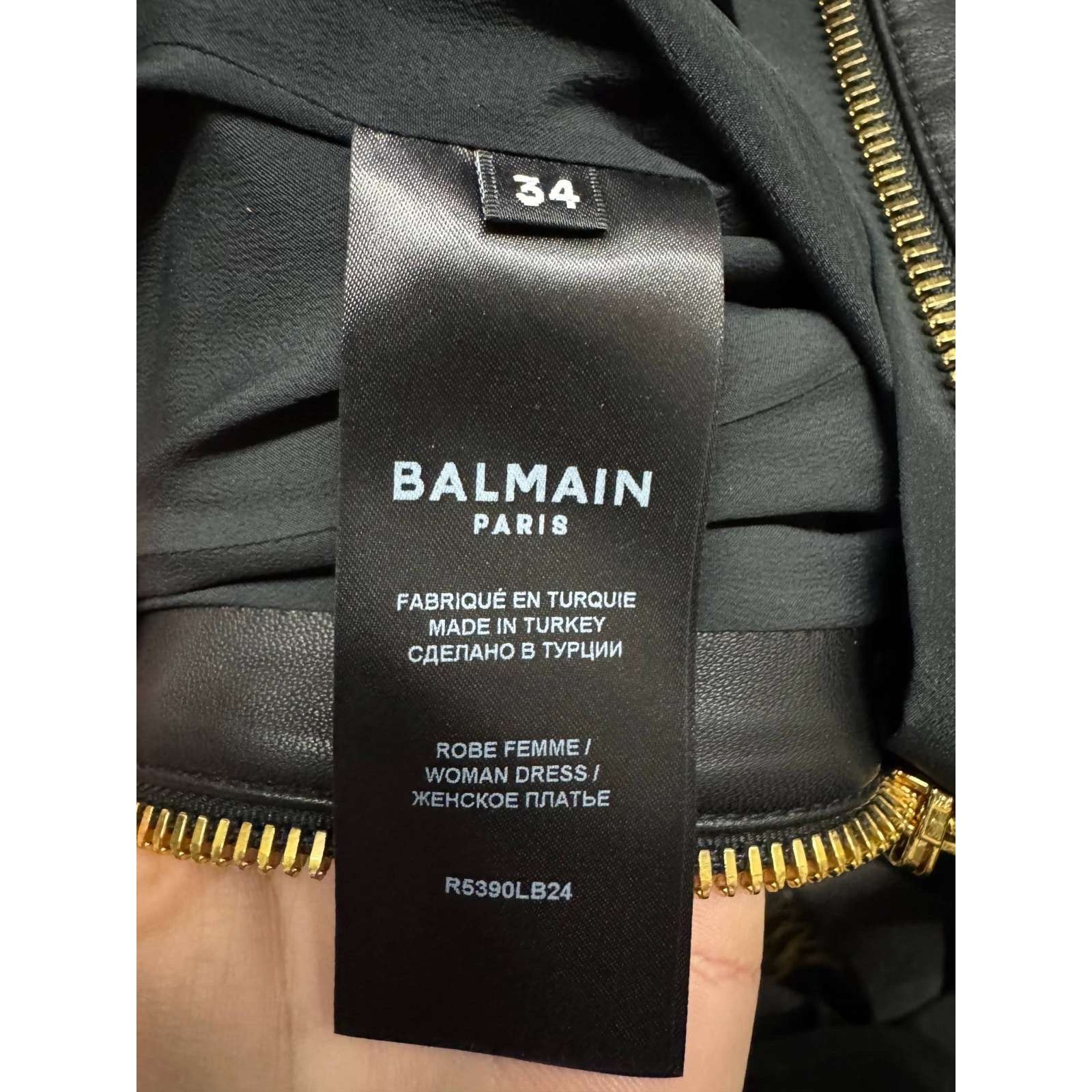 Balmain Balmain Black Lambskin Leather Mini Dress Sz.34/ XS Size XS / US 0-2 / IT 36-38 - 6 Thumbnail