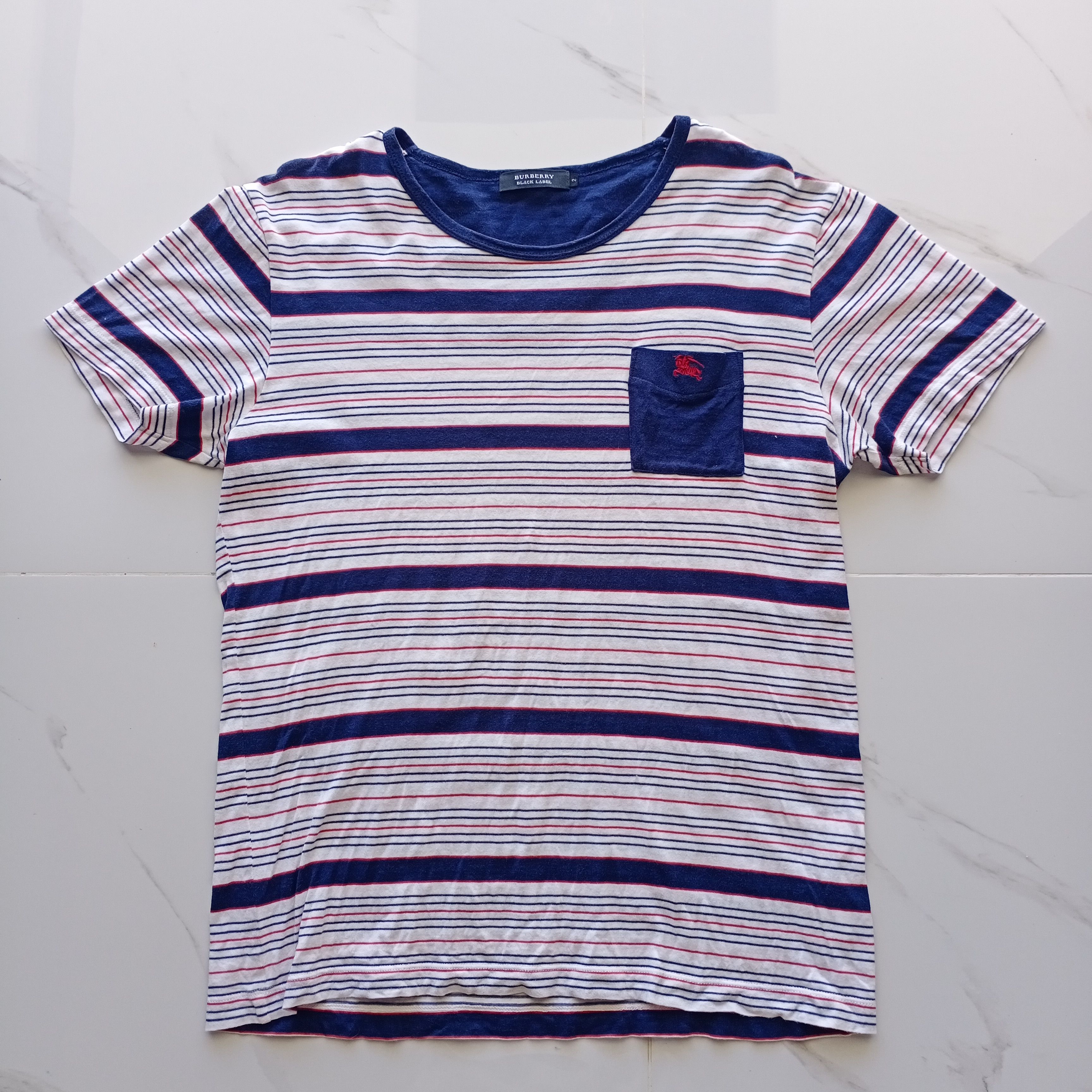 Burberry Burberry Black Label Stripes Tee Shirt Japan 2 Fit S pocket Size US S / EU 44-46 / 1 - 1 Thumbnail