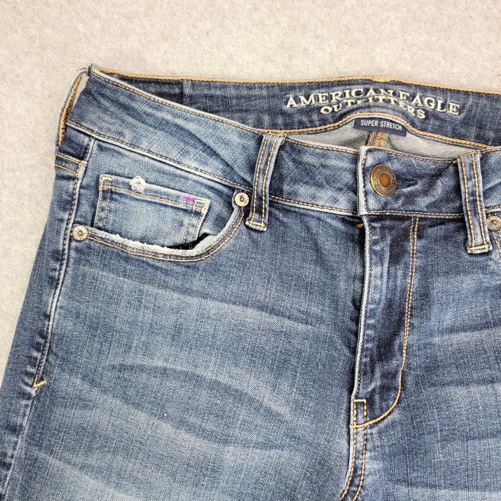 American Eagle Outfitters American Eagle Skinny Super Stretch Blue Denim Jeans Women Size 8 Pants Size 30" / US 8 / IT 44 - 4 Thumbnail