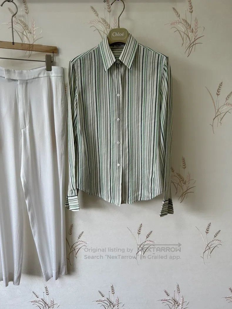Loro Piana LORO PIANA Striped silk top Size XS / US 0-2 / IT 36-38 - 2 Thumbnail