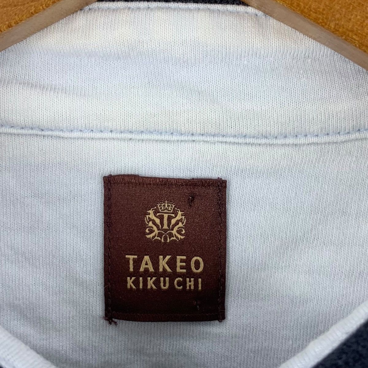 Takeo Kikuchi Vintage TAKEO KIKUCHI JAPAN Crest Logo Striped Polo Tee Size S / US 4 / IT 40 - 5 Thumbnail