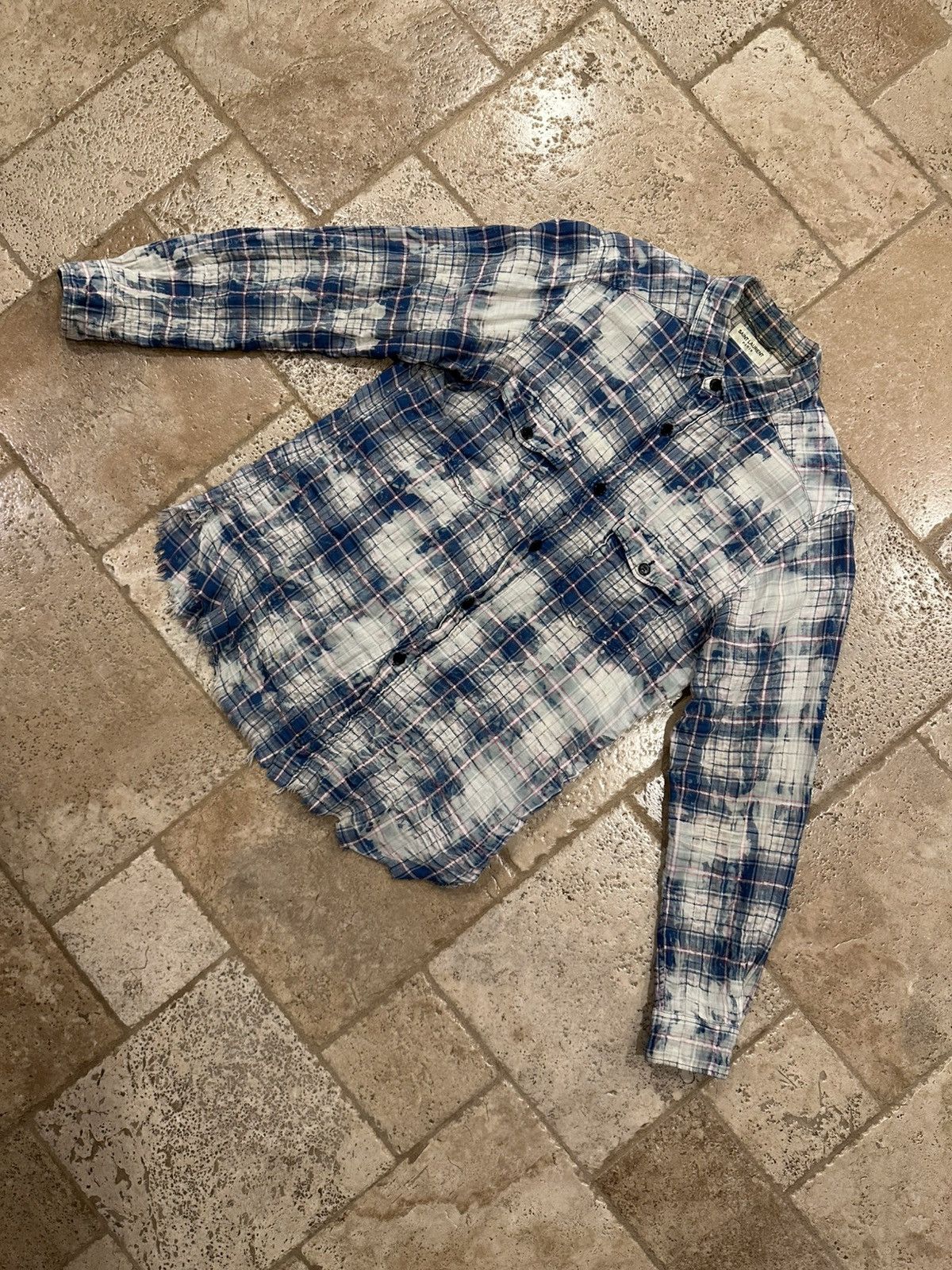 Saint Laurent Paris Saint Laurent x Hedi SS16 Surf Sound Bleach Shirt Flannel Size US L / EU 52-54 / 3 - 4 Thumbnail