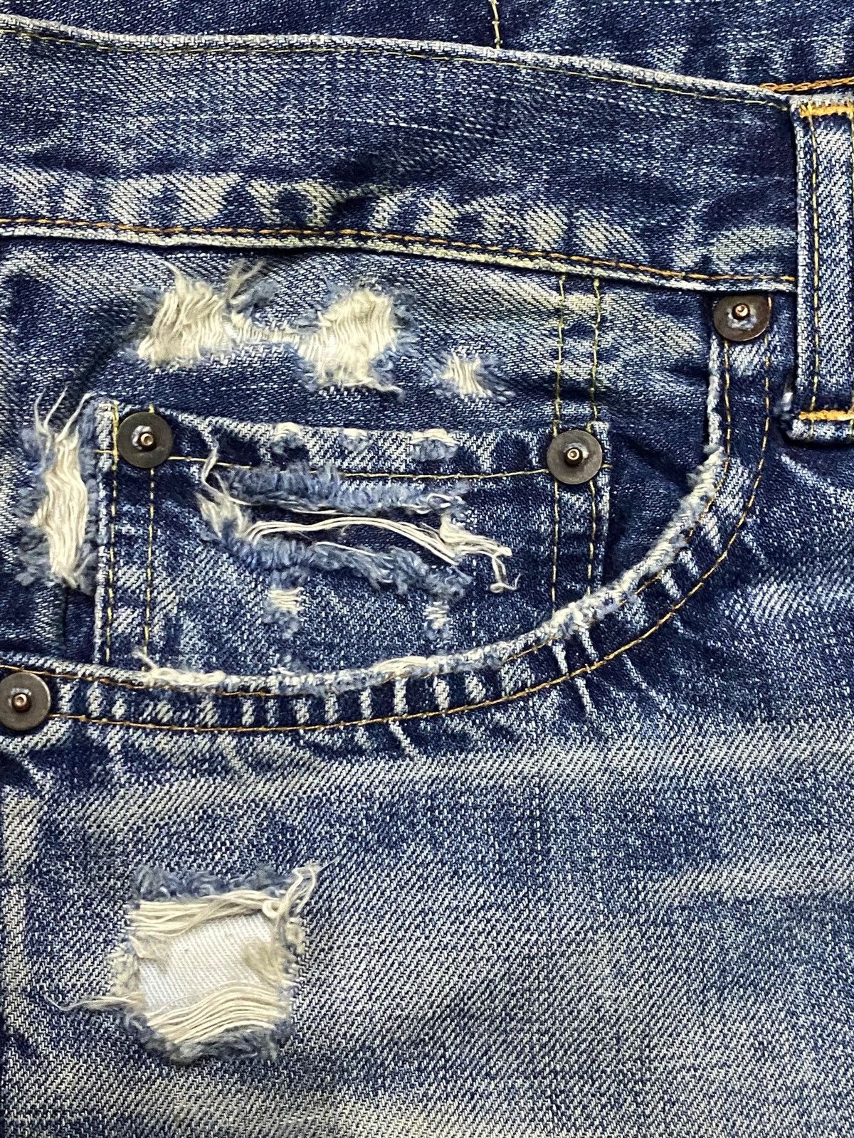 Neighborhood Vintage Japanese Brand Skull Ripped Jeans Size US 33 - 11 Thumbnail