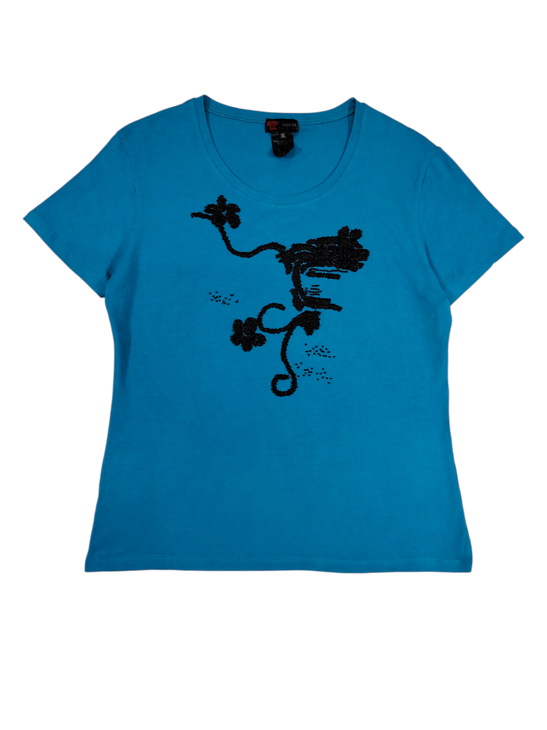 Versace 00s Versace Sport- Beaded Medusa Graphic Fitted Tshirt Size XL / US 12-14 / IT 48-50 - 1 Thumbnail