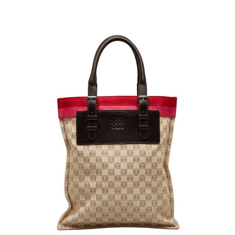 image of Loewe Anagram Canvas Tote Bag in Brown, Women's