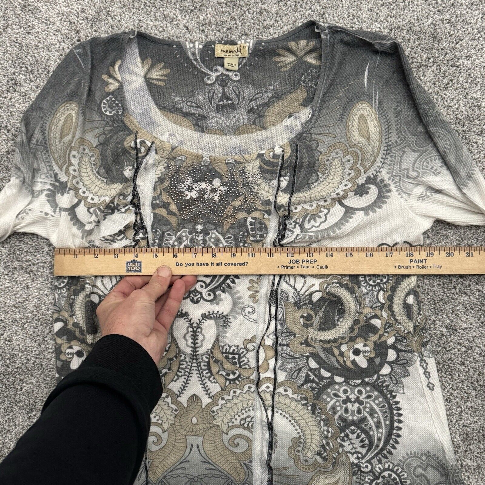 Other One World Y2K Top Womens Plus 1X Rhinestones Paisley Boho Size XL / US 12-14 / IT 48-50 - 3 Thumbnail