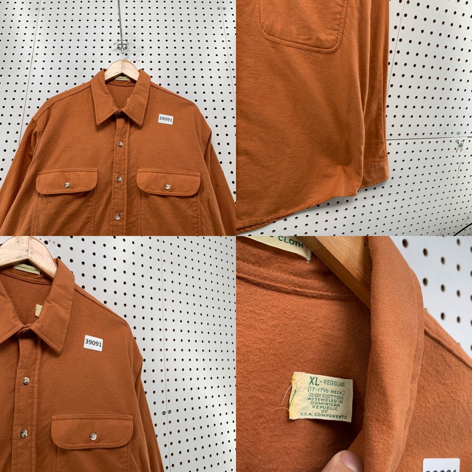CLOT VINTAGE St John Chamois Cloth Button Shirt Mens XL Orange Pockets Size US XL / EU 56 / 4 - 8 Thumbnail