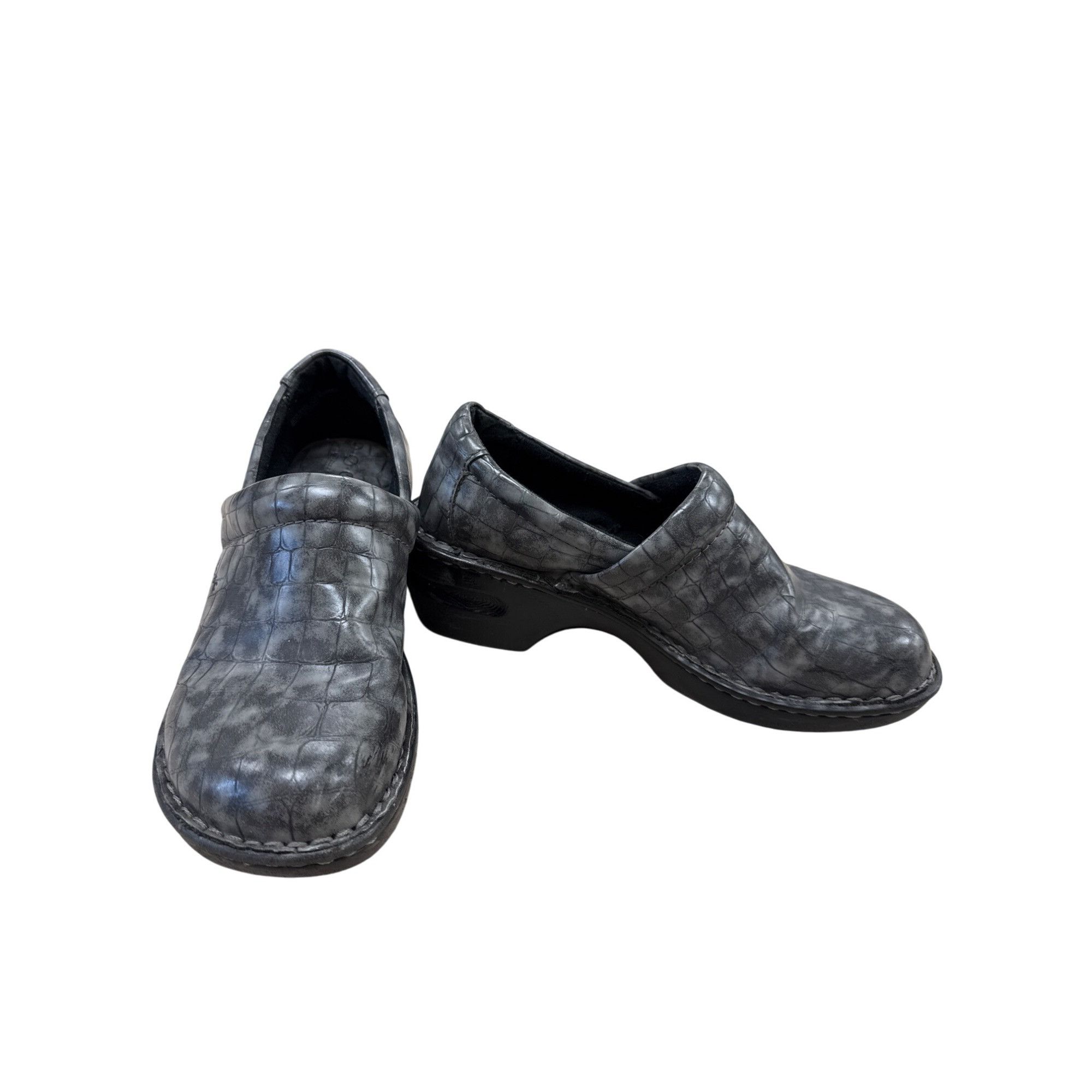 Boc B.O.C Womens Gray Croc-Embossed Clogs Mules Size 7 SKU 7182 Size US 7 / IT 37 - 1 Thumbnail