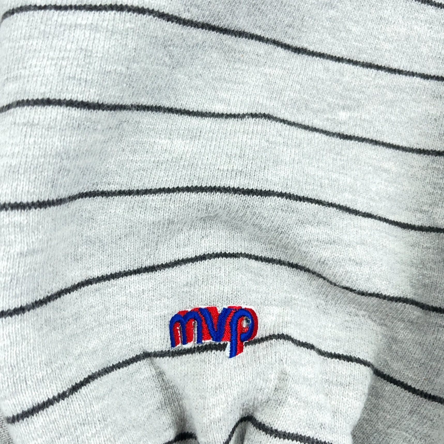Vintage VINTAGE MVP Cor Sweatshirt Men XL Gray Striped Crewneck 80s USA Army Logo Built-in Lettering Size US XL / EU 56 / 4 - 6 Thumbnail