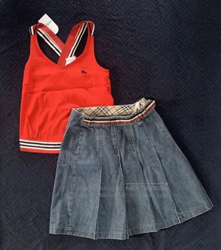 Burberry Burberry Blue Cotton A-Line Skirt for Women. Size 22" - 1 Thumbnail