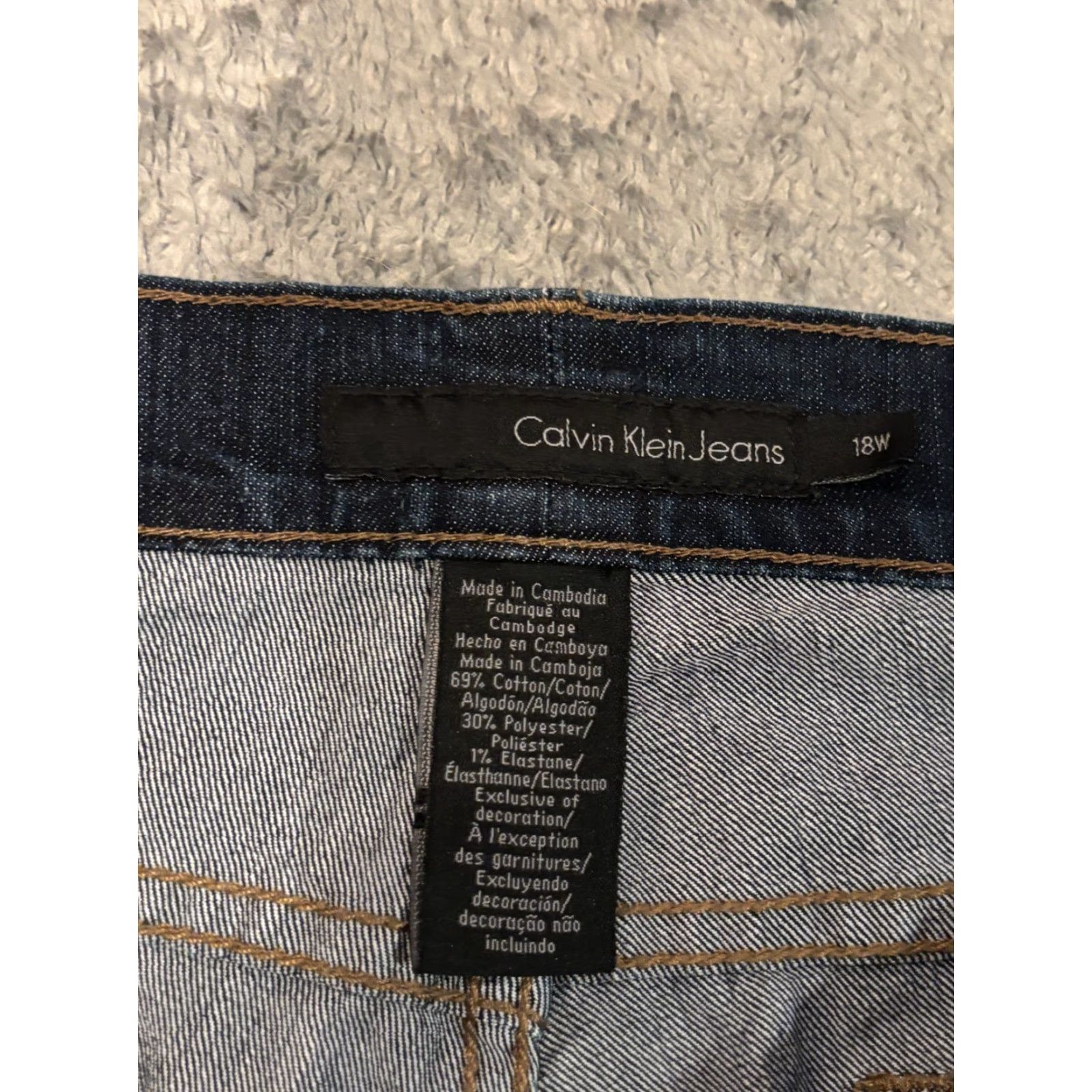Calvin Klein CK Calvin Klein Jeans Womens 18W Dark Wash Blue Denim Flare Leg Cropped Jeans Womens 18W Blue Denim Flared Cropped Jeans Size 40" / US 18 - 2 Thumbnail