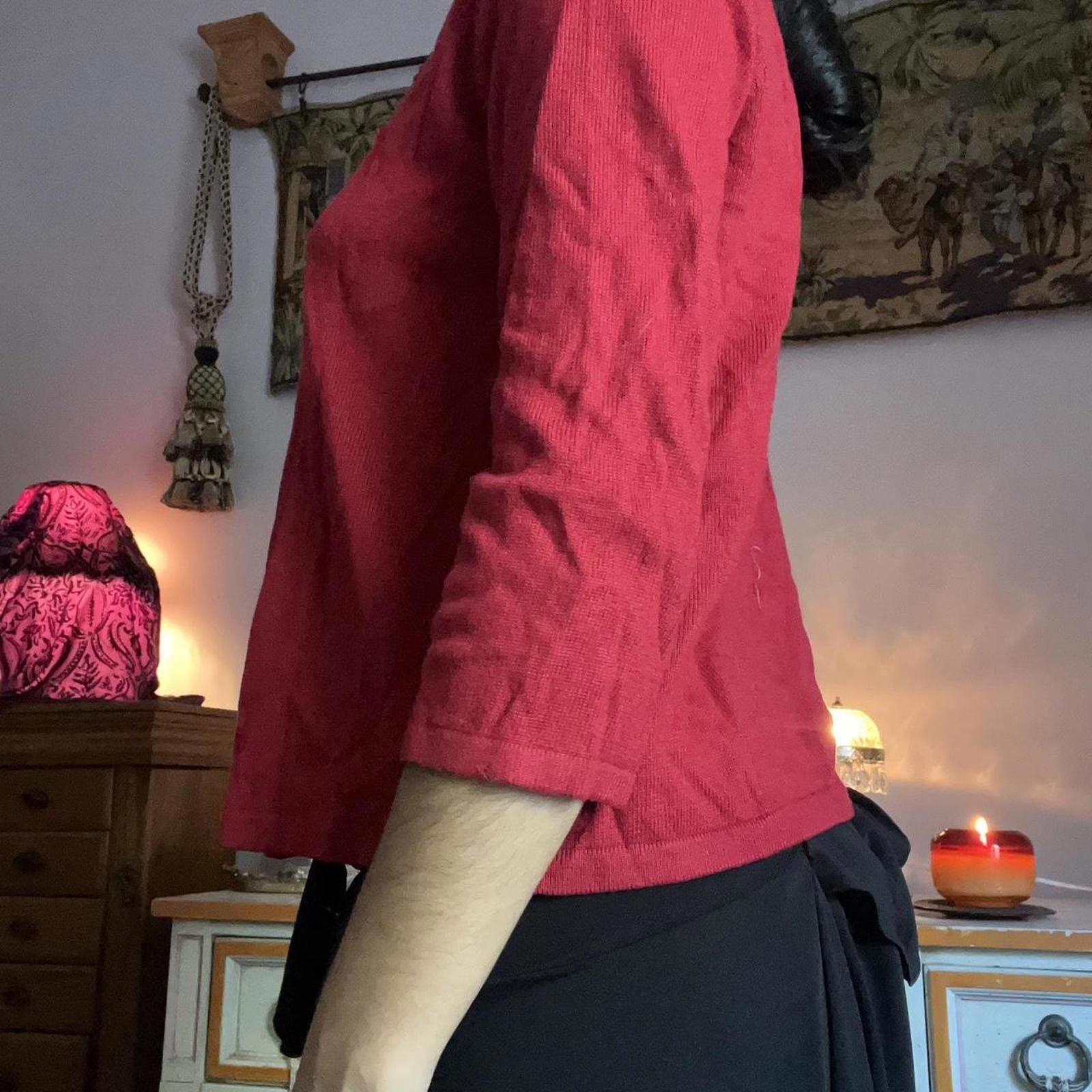 Other Red cardigan with tiny embroidered flowers #cottagecore Size S / US 4 / IT 40 - 3 Thumbnail