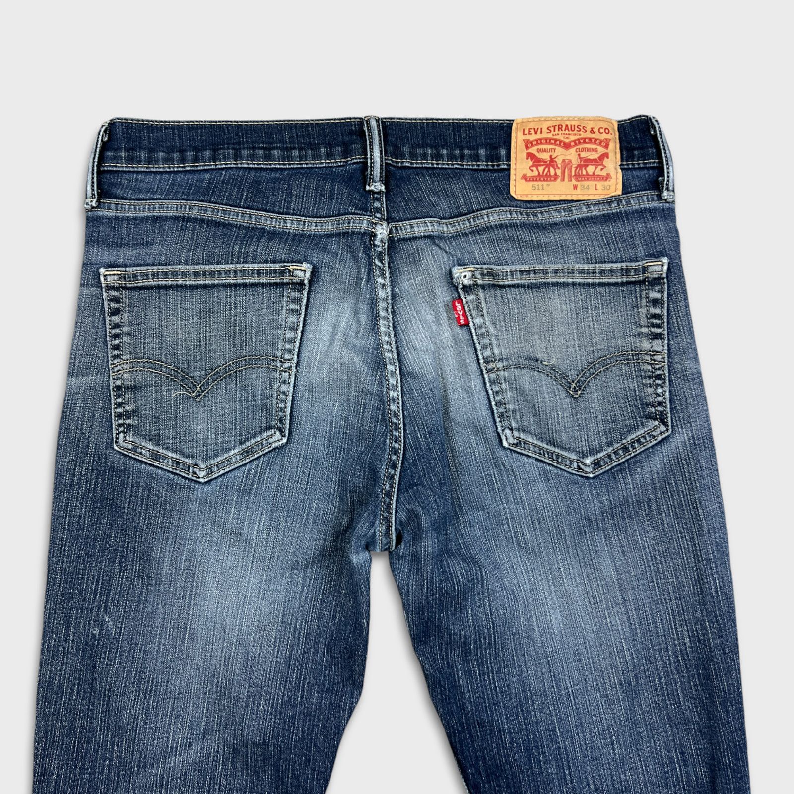 Levi's × Vintage Levi's 511 Jeans 34x28 Slim Fit Dark Wash Faded Denim Pants Size US 34 / EU 50 - 6 Thumbnail