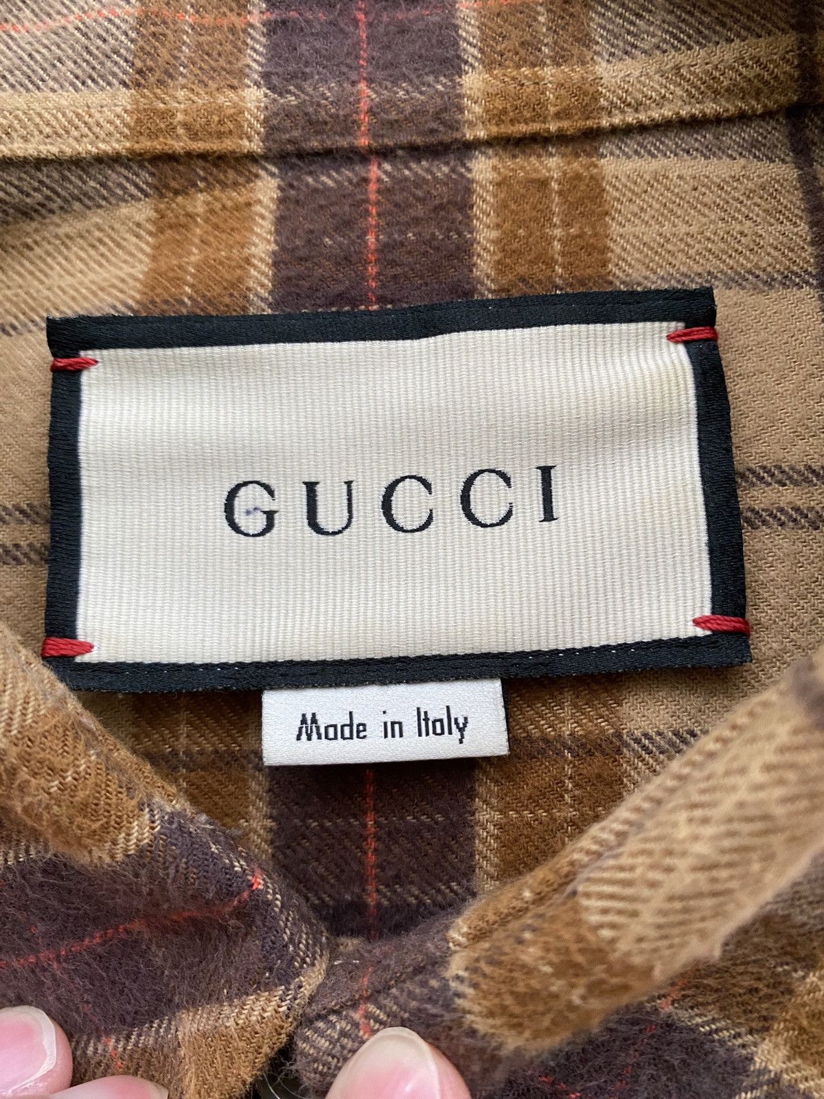 Gucci Gucci plaid shirt leather logo Size US S / EU 44-46 / 1 - 4 Thumbnail