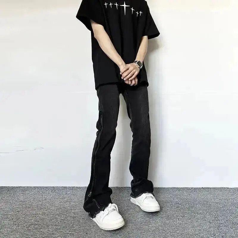 Japanese Brand High street retro vintage side zip flare jeans trousers Size US 32 / EU 48 - 4 Thumbnail