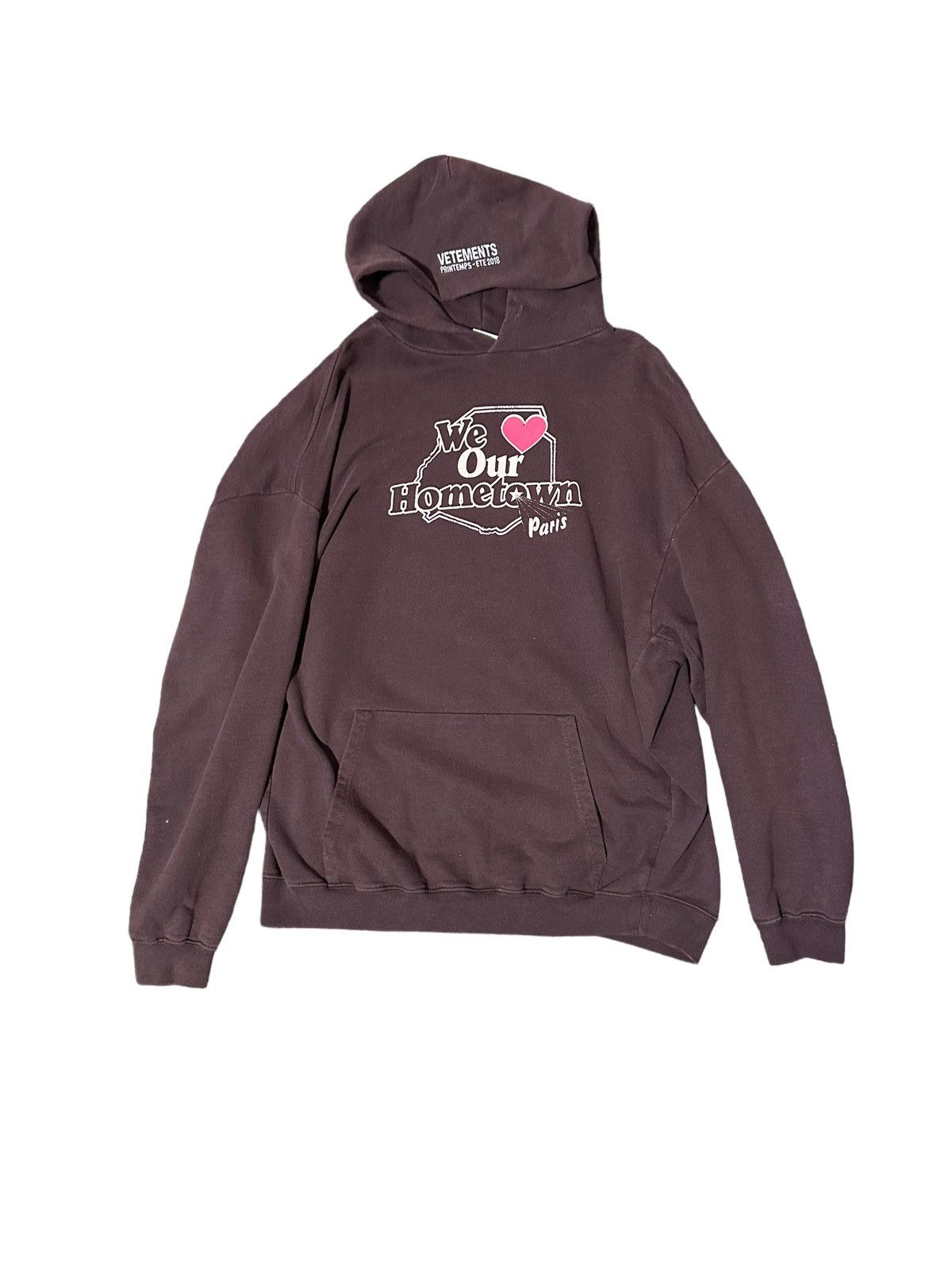 image of Vetements “We Love Our Hometown Paris” Hoodie in Blue, Men's (Size Medium)