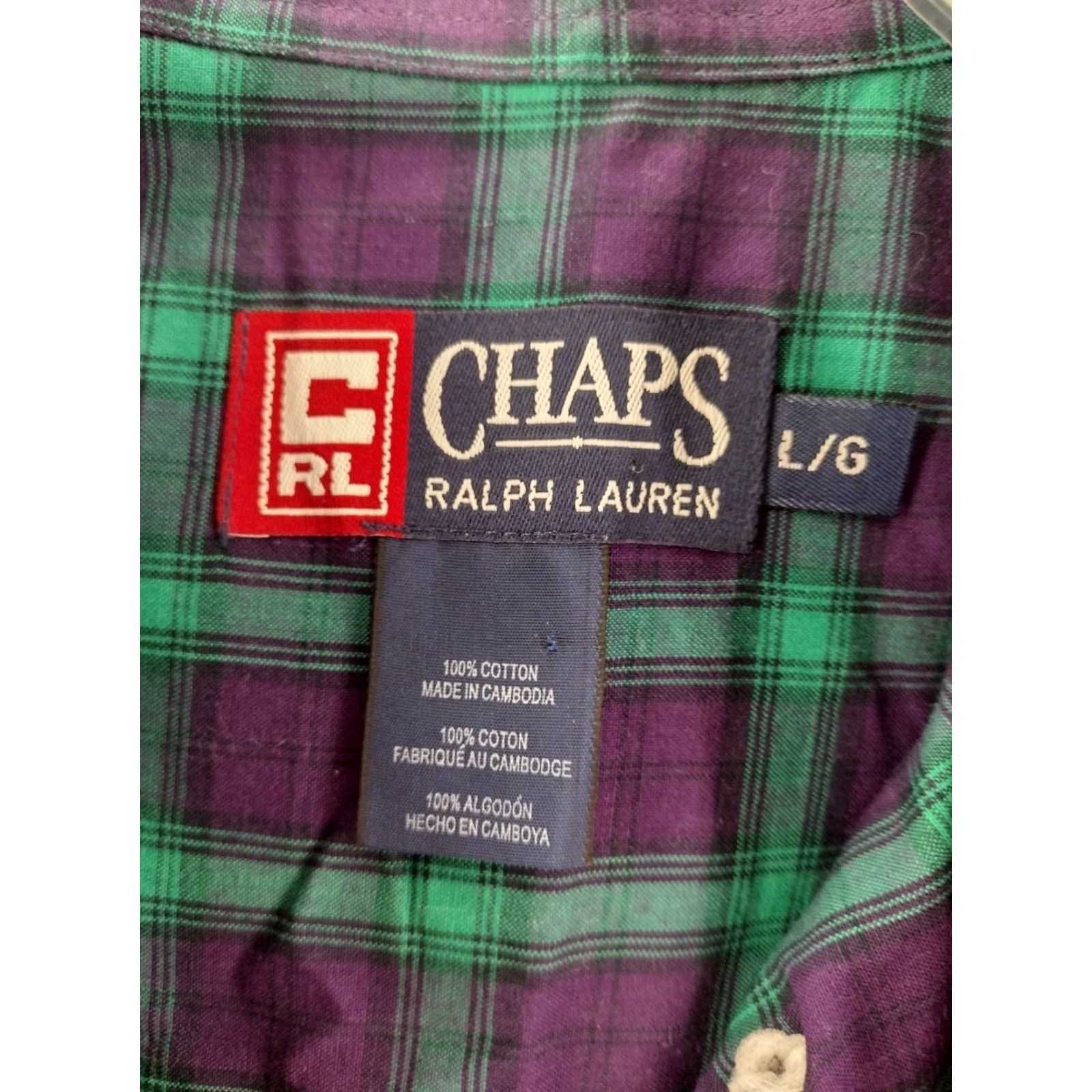 Chaps VINTAGE Chaps Shirt Mens Large Purple Green Plaid Long Sleeve Button-Up Size US L / EU 52-54 / 3 - 5 Thumbnail