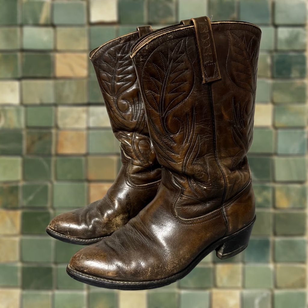 Vintage VTG Red Wing Pecos 9801-1 Brown Western Stitched Cowboy Leather Boots Mens 10 Size US 10 / EU 43 - 1 Thumbnail
