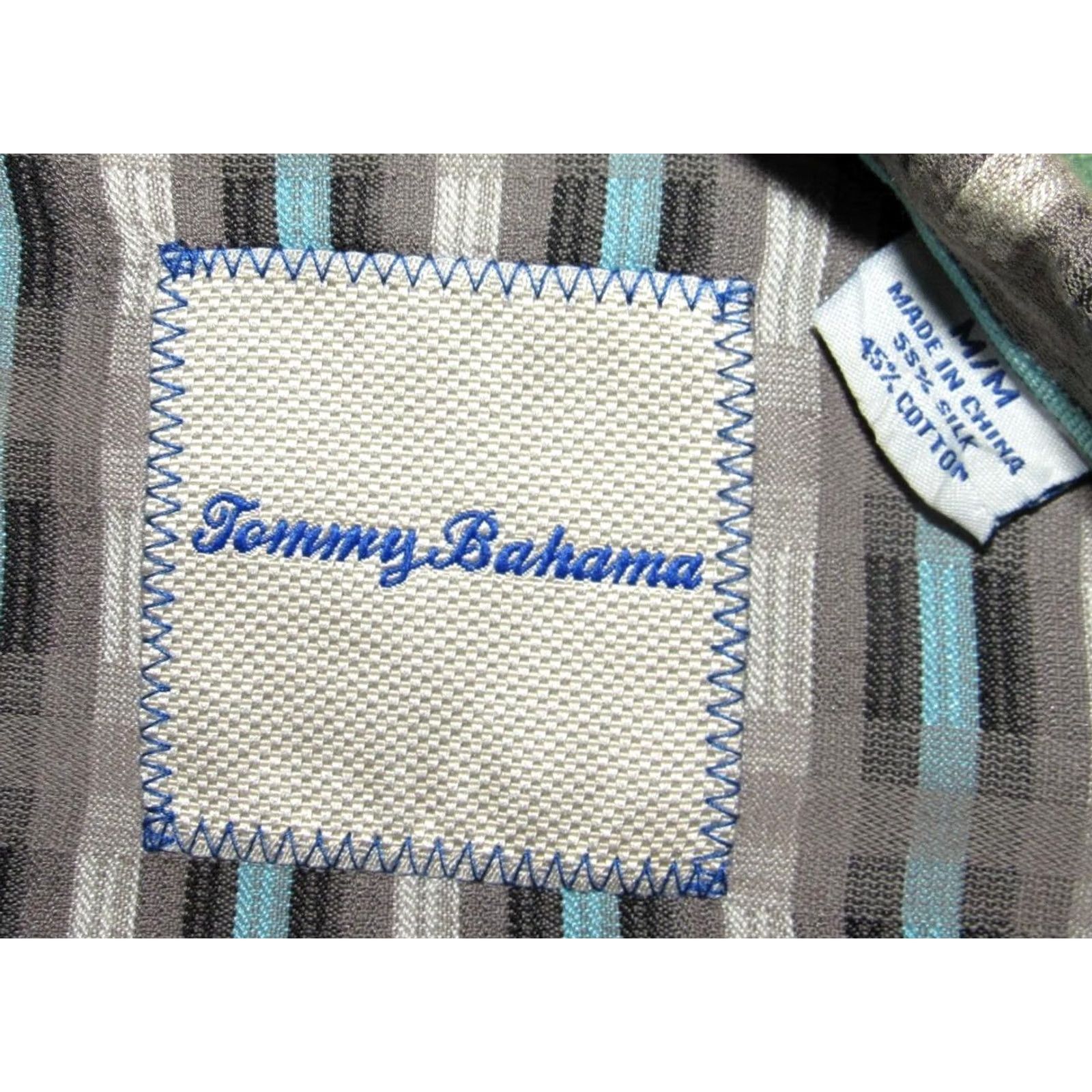 Tommy Bahama TOMMY BAHAMA Grey Blue Silk Cotton Blend Short Sleeve Hawaiian Shirt M Size US M / EU 48-50 / 2 - 3 Thumbnail