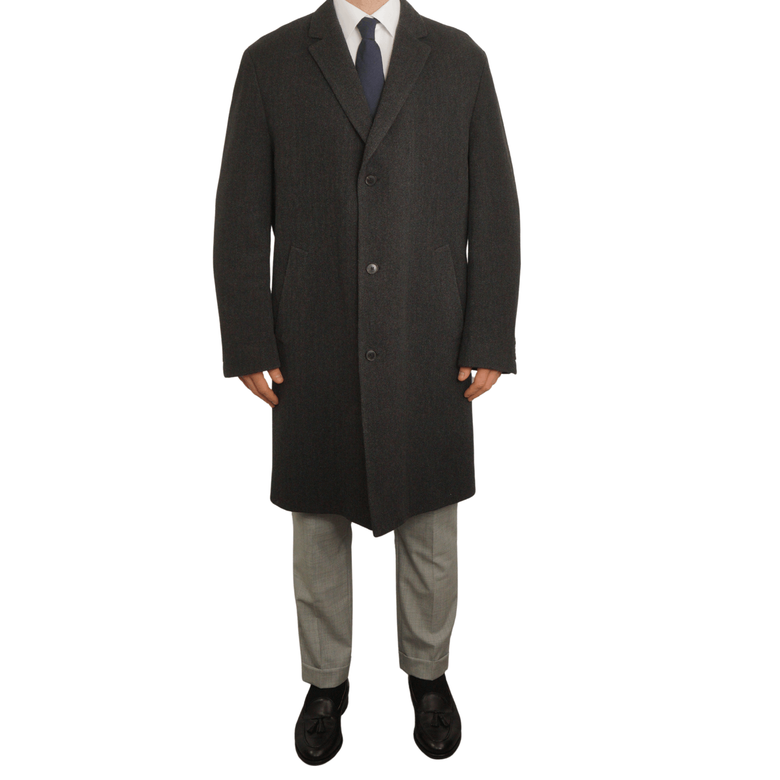 image of Men Hugo Boss Coat Wool Grey Long Size Eu58 Uk/us48 Vap400