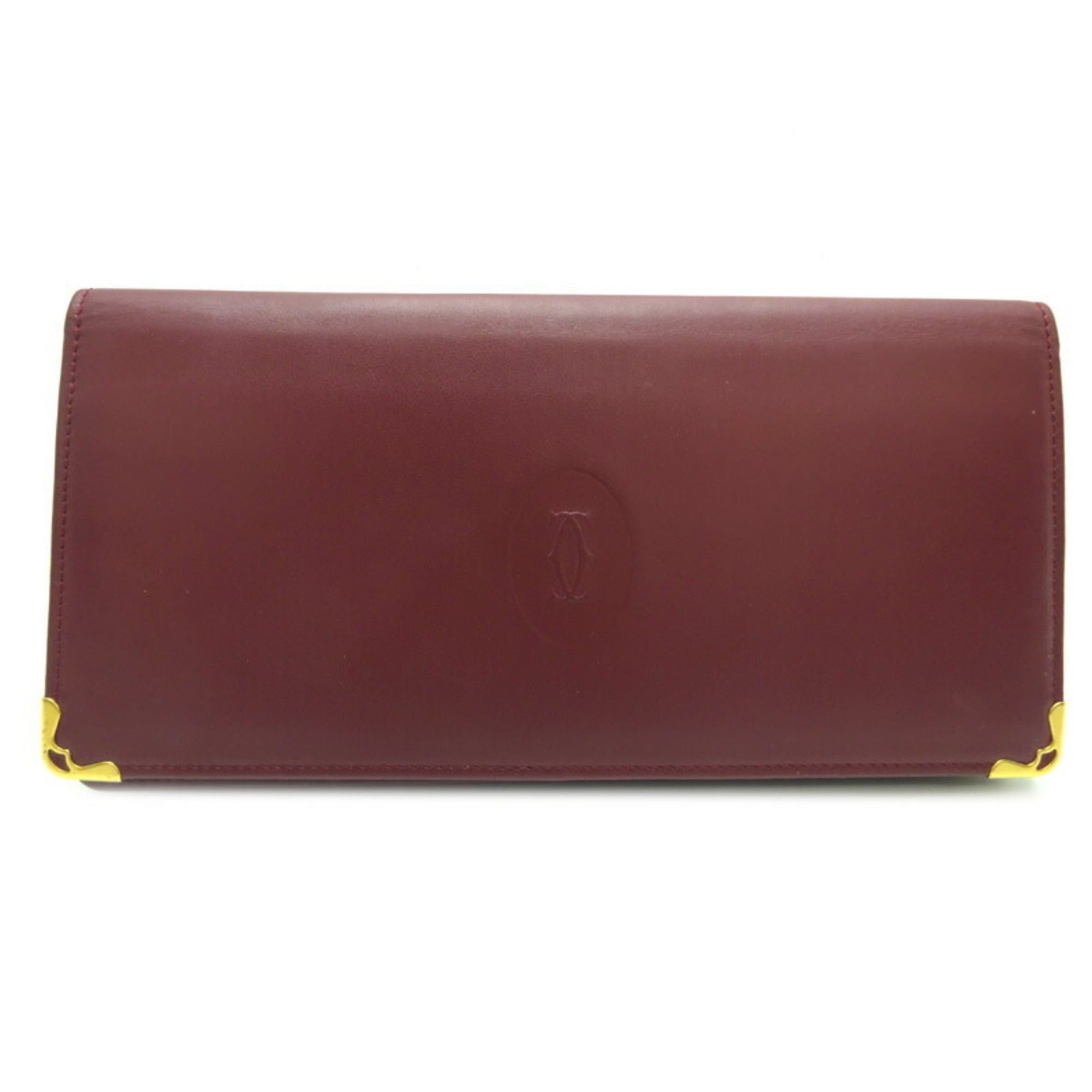 image of Cartier Bi-Fold Wallet Women's Long L3000466 Leather Bordeaux in Red